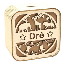 spaarpot met naam safari dieren 1