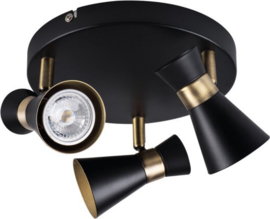 MILENO 3 - rond - wandlamp - plafondlamp spot - incl LED - zwart - goud