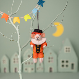 Vilten decoratie hanger "Pietermuis" - oranje
