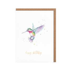 Wrendale card "Wisteria Wishes" - "happy birthday" - kolibrie