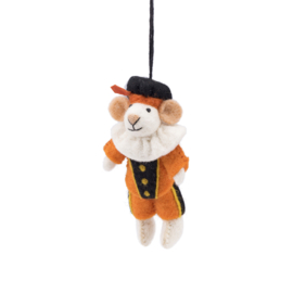 Vilten decoratie hanger "Pietermuis" - oranje