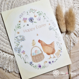 Appeloogje ansichtkaart - Happy Easter - Kip