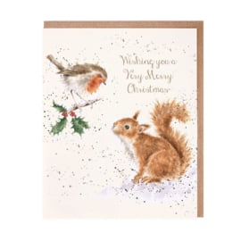 Wrendale Christmas card - "Robin & Squirrel"