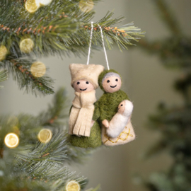 Vilten hanger Jozef & Maria - Mistletoe groen/crème