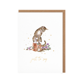 Wrendale card "Hide and Squeek" - "just to say" - poes