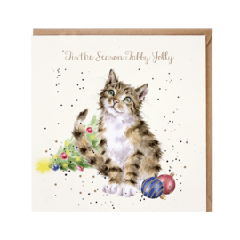 Wrendale Christmas card - "Tabby Jolly"