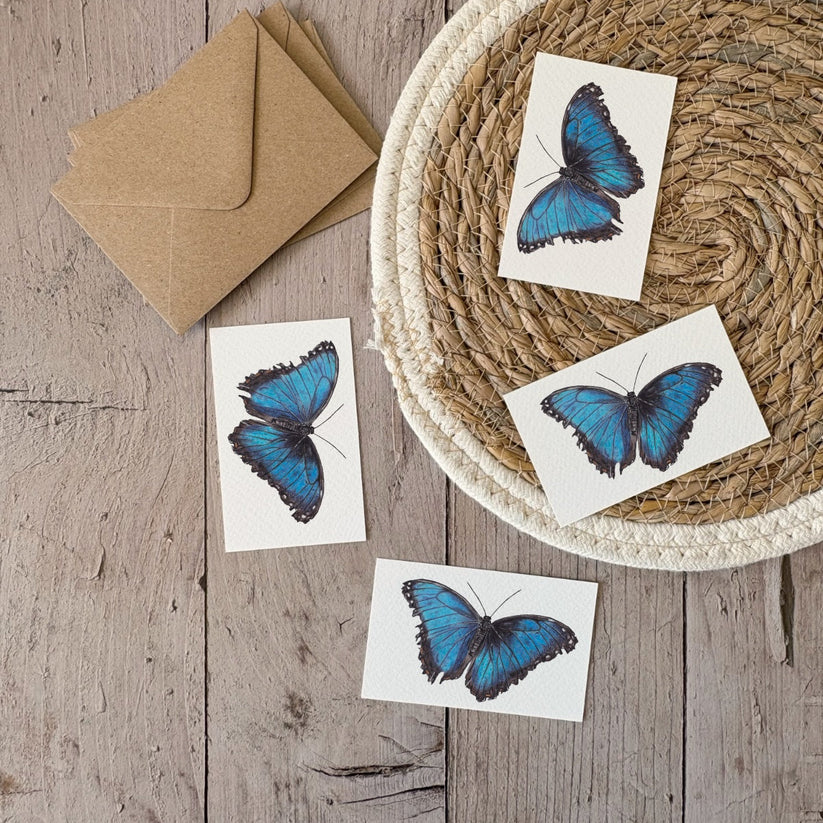 Fencil Art Studio - mini kaartje met envelop - blauwe vlinder