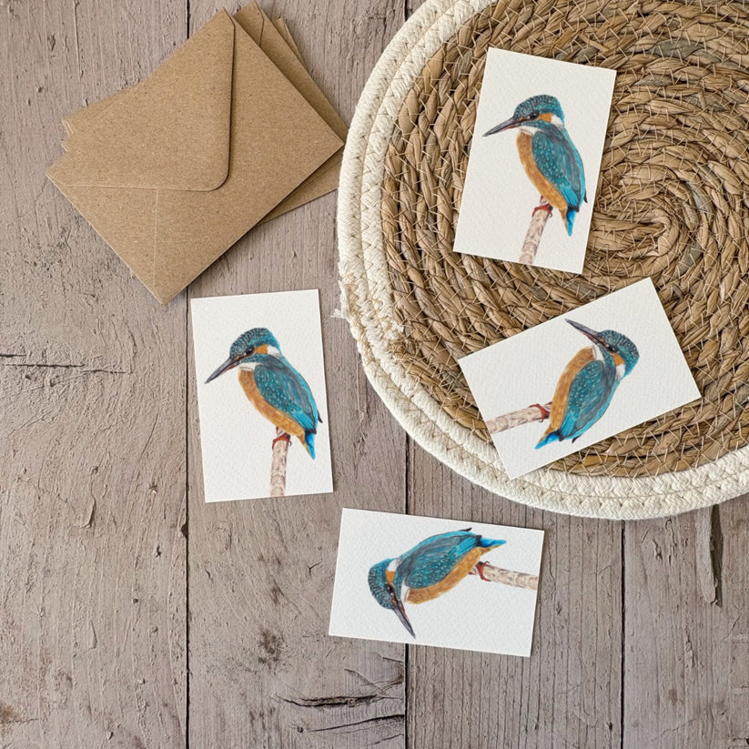 Fencil Art Studio - mini kaartje met envelop - ijsvogel 2
