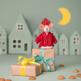 Vilten vingerpopje "Sintermuis" - Sint
