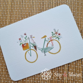 Mijksje ansichtkaart - fiets met bloemen