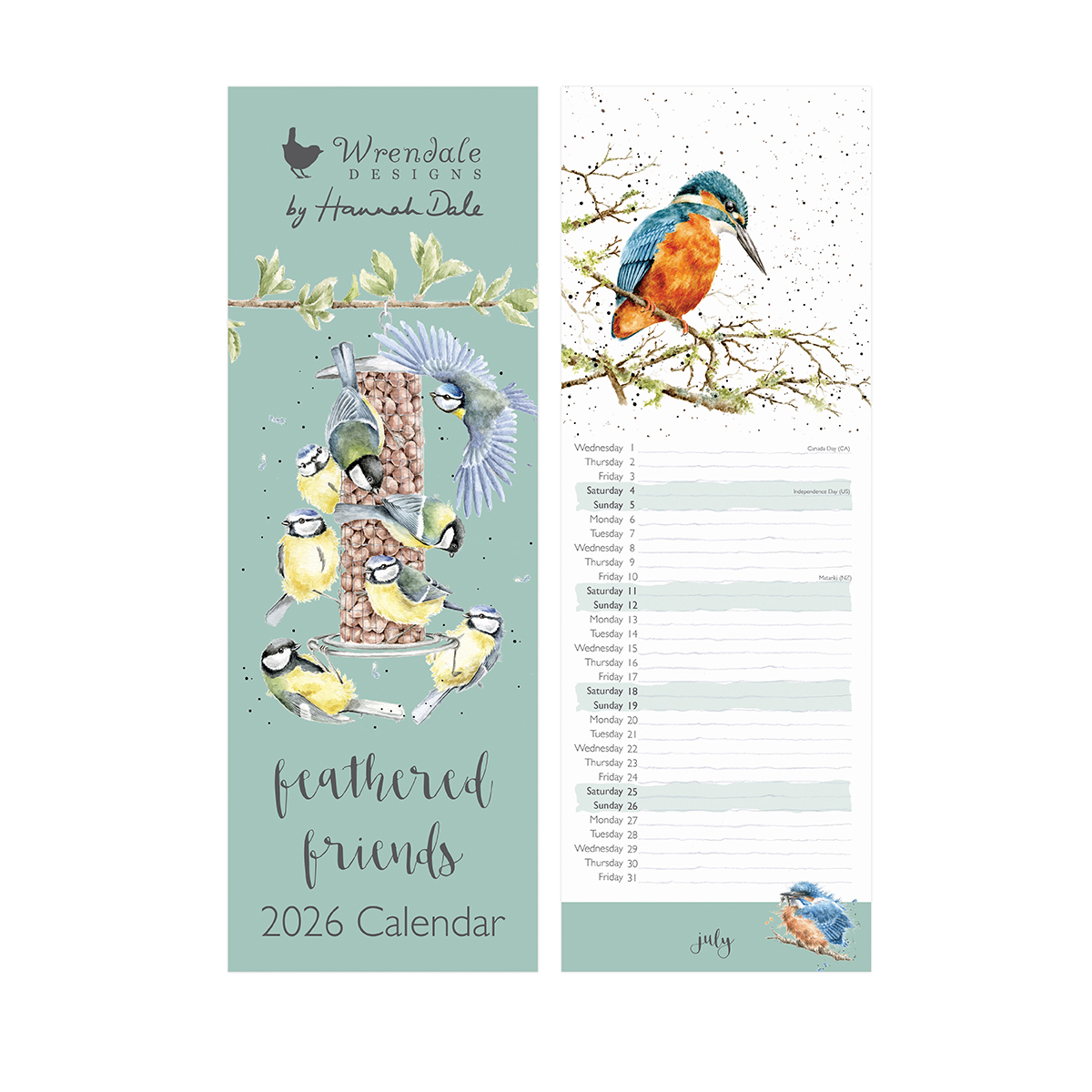 Wrendale 2026 Slim Calendar "Feathered Friends"