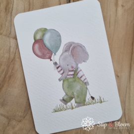 Mijksje ansichtkaart - olifantje met ballonnen