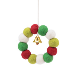Vilten hanger - Krans Viltballetjes Jolly Christmas