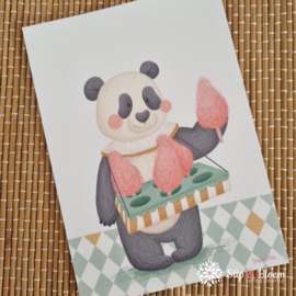 Studio Phie - A6 kaart - Panda met suikerspinnen