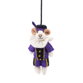 Vilten decoratie hanger "Pietermuis" - paars