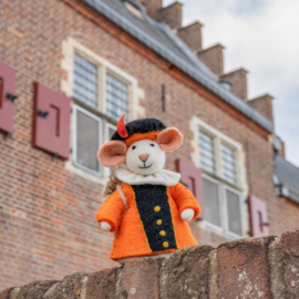 Vilten decoratie muis "Pietermuis" - oranje