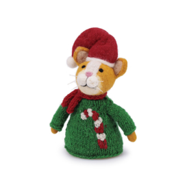 Vilten decoratie kat - Kersttrui Candy Cane