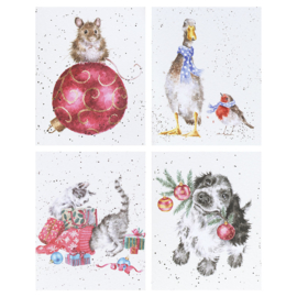Wrendale Boxed Mini Charity Christmas Cards  "Kitten" - set van 16