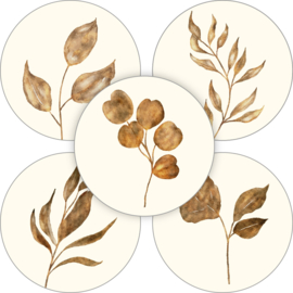 Sticker - blad naturel - per 10 assorti