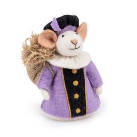 Vilten decoratie muis "Pietermuis" - lila