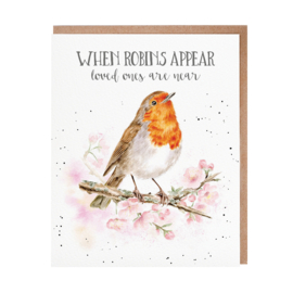 Wrendale greeting card "When Robins Appear"- roodborstje