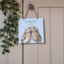 Wrendale Wooden Plaque "Owl you need is love'" - uil