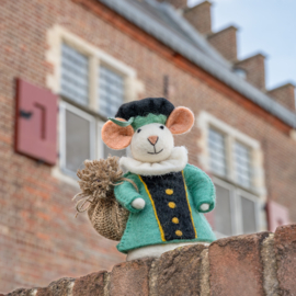 Vilten decoratie muis "Pietermuis" - turquoise