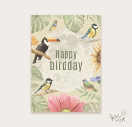 Appeloogje ansichtkaart - happy birdday