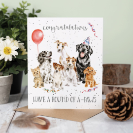 Wrendale greeting card "Round of A-Paws" - hond