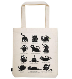 Grote katoenen shopper - Ed the Cat - Yoga
