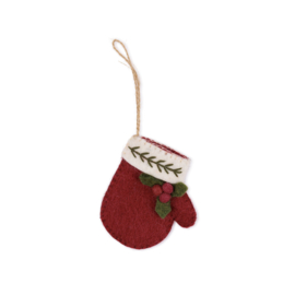 Vilten hanger - wantje Holly Berry - rood
