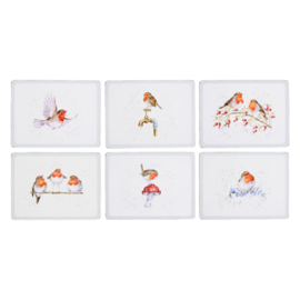 Wrendale Christmas Placemats Medium "Festive Friends" - set van 6