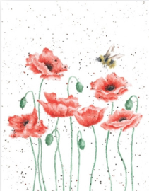 Wrendale mini card "Poppies & Bee" - hommel