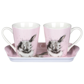 Wrendale Mug & Tray set "Bath Time" - konijn