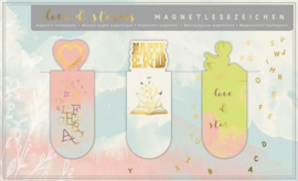 Magnetische boekenleggers - set van 3 - Love & Stories