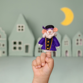Vilten vingerpopje "Pietermuis" - paars