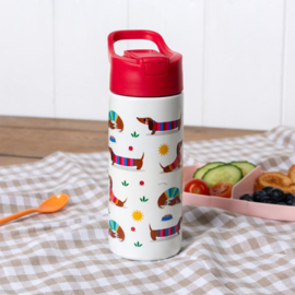 RVS waterfles 500 ml - Sausage Dog - teckel
