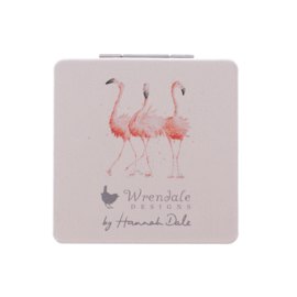 Wrendale compactspiegel "Pretty in Pink" - flamingo