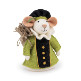 Vilten decoratie muis "Pietermuis" - groen