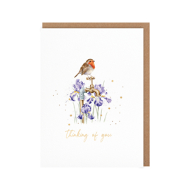 Wrendale card "The Gardener's Guest" - "thinking of you" - roodborstje