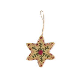 Vilten hanger - geborduurde ster - beige