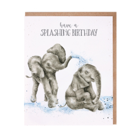Wrendale greeting card "Splashing Birthday" - olifant