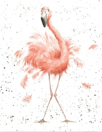 Wrendale mini card "Pretty in Pink" - flamingo