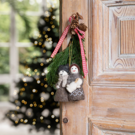 Vilten kerst hanger - Jozef & Maria - naturel