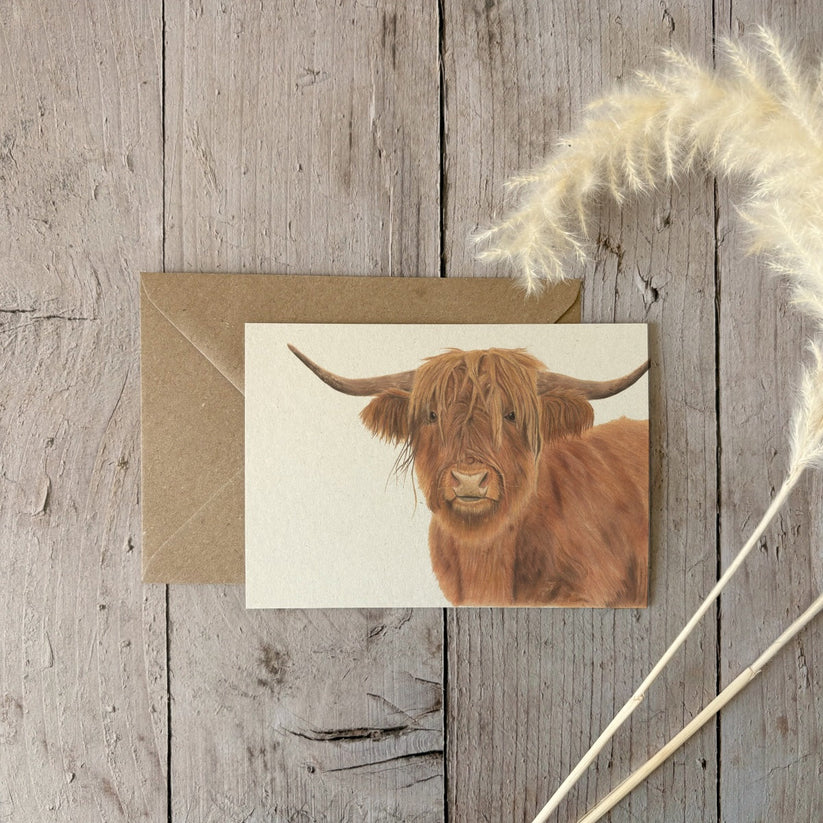 Fencil Art Studio - A6 kaart met envelop - Schotse hooglander