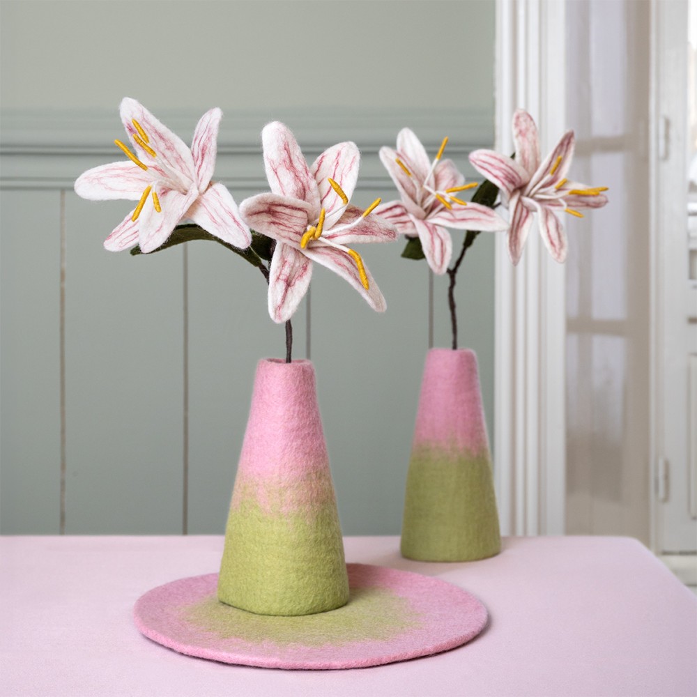 Vilten vaas - Roze/groen - small