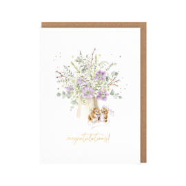 Wrendale card "Squeek-Hearts" - "congratulations" - muis
