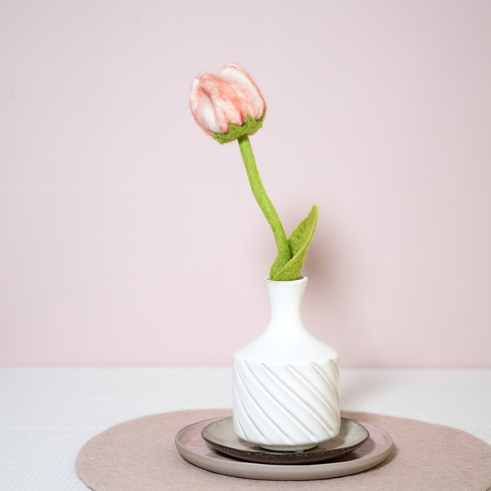 Vilten bloem - Tulp Zoë - zalm