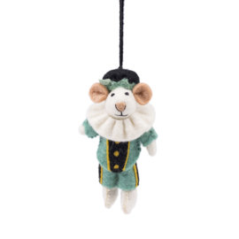 Vilten decoratie hanger "Pietermuis" - turquoise