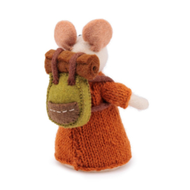 Vilten decoratie muis - Wandelaar cognac